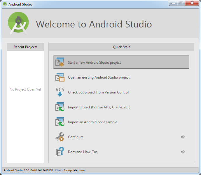 Запускаем Andriod Studio